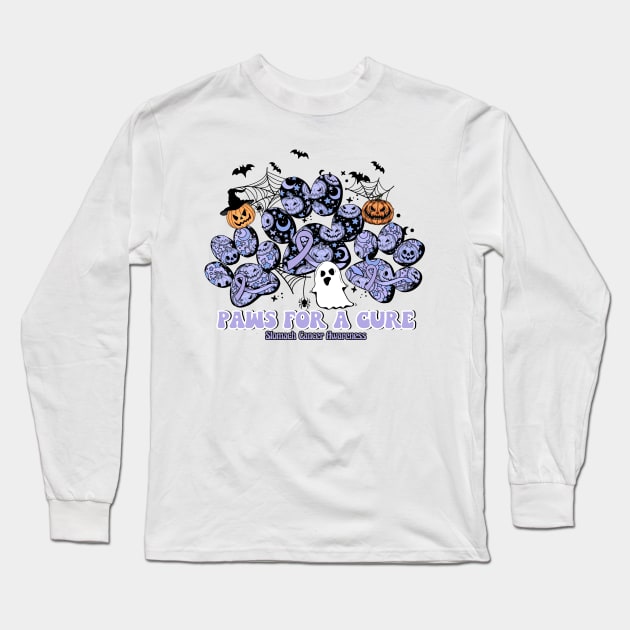 Stomach Cancer Awareness - paws for a cure halloween Long Sleeve T-Shirt by Gost